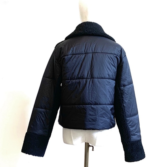 NEW Steve Madden Black Teddy Jacket Puffer Detailed Size M - Picture 6 of 13